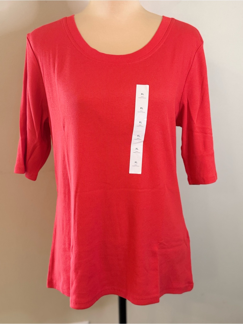 Banana Republic Factory Crew Ribbed Elbow Sleeve red top XL